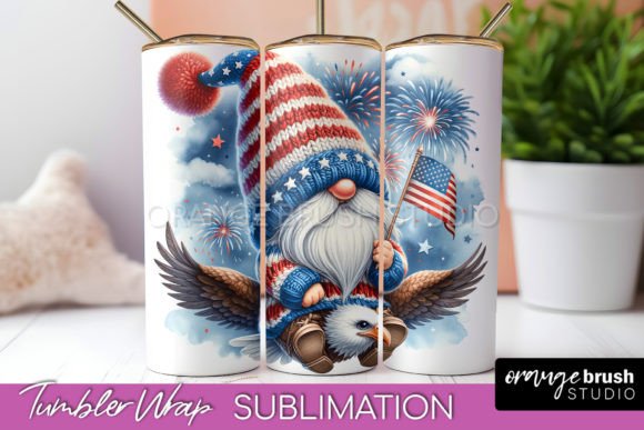 4th of July Tumbler Wrap Patriotic Gnome: Elevate Your Holiday Sublimation Projects