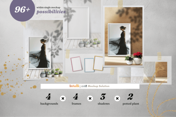 96 Possibilities in Single Frame Mockup: Elevating Visual Presentation