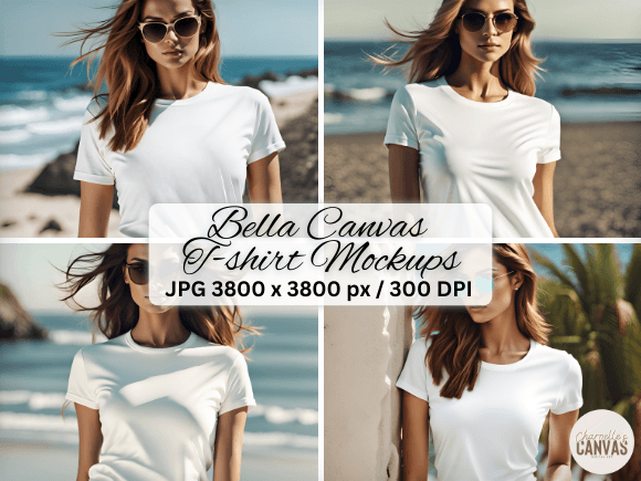 Beach Themed White T-shirt Mockup Set: Integrating Summer Visuals into Your Design Workflow