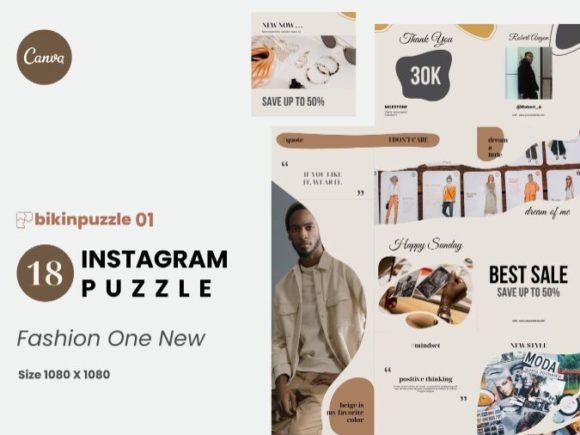 Fashion One New Instagram Puzzle Canva Template