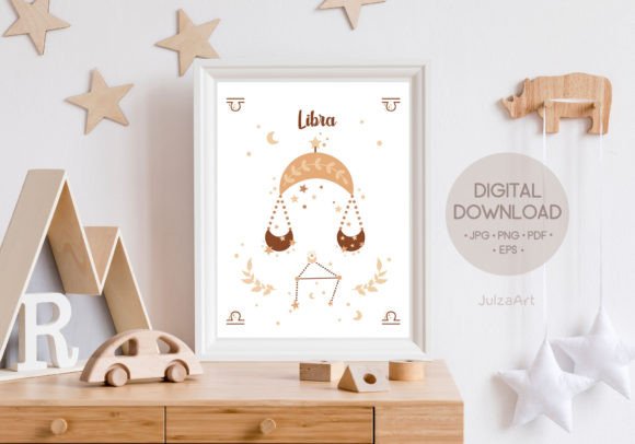 Libra Zodiac Poster: Boho Design Assets