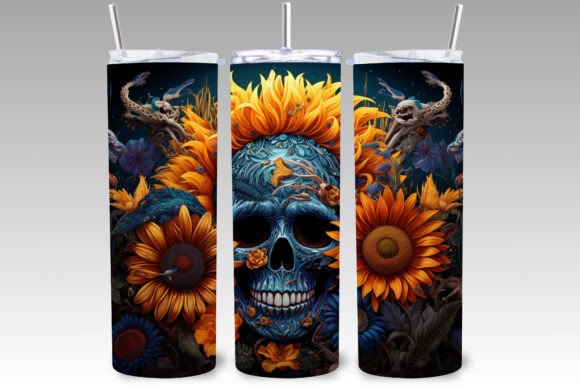 Magical Sunflowers Skull Tumbler Wrap Design Guide