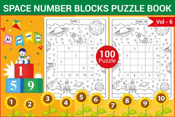 Space Number Blocks Puzzle Book for Kids: KDP Asset Guide