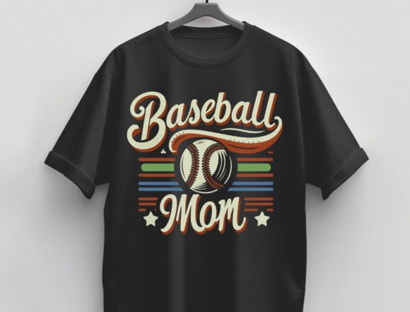 Vintage Baseball Mom Glitter PNG Design